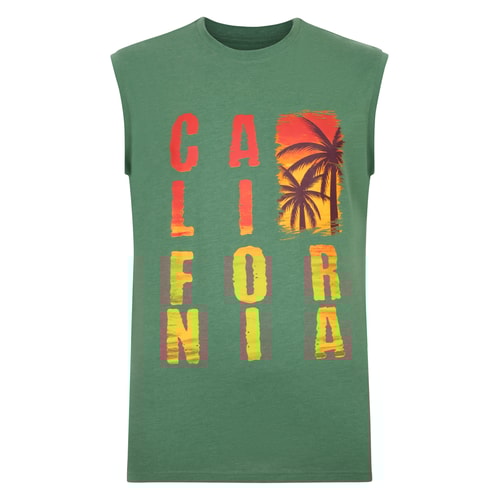 Ärmelloses T-Shirt mit Bigdude-California-Print, Dunkelgrün